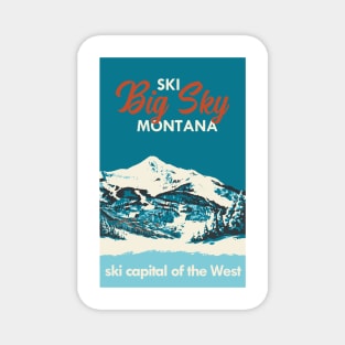 Ski Big Sky Montana Vintage Ski Poster Magnet