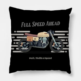 Retro Full Speed Motorcycle Pillow