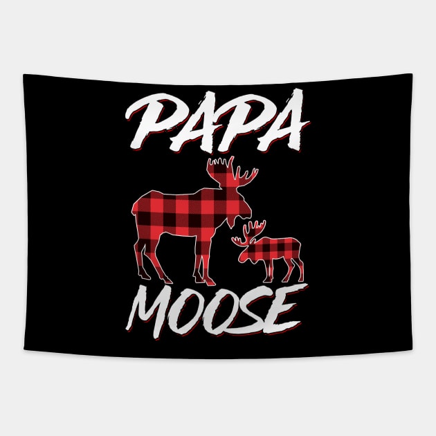 Red Plaid Papa Moose Matching Family Pajama Christmas Gift Tapestry by intelus