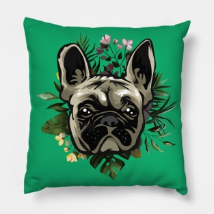 French bulldog in floral Pillow