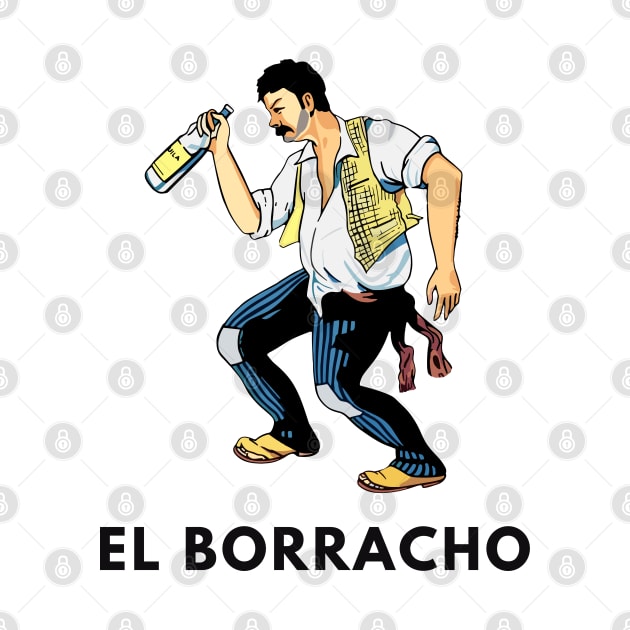 El Borracho Tshirt Mexican Loteria Icon by TEXICAN