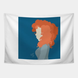 Red Haired Girl Block Print Tapestry