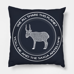 Saiga Antelope - We All Share This Planet - animal design - on dark colors Pillow