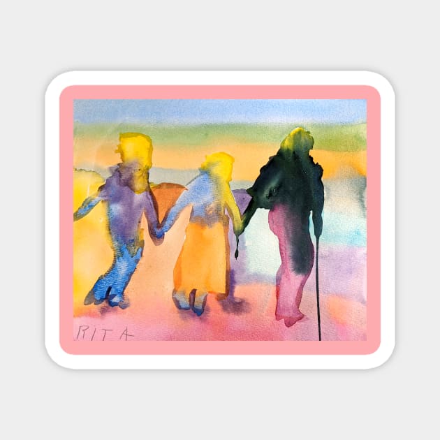 Folk Dance with Friends Magnet by Rita Winkler