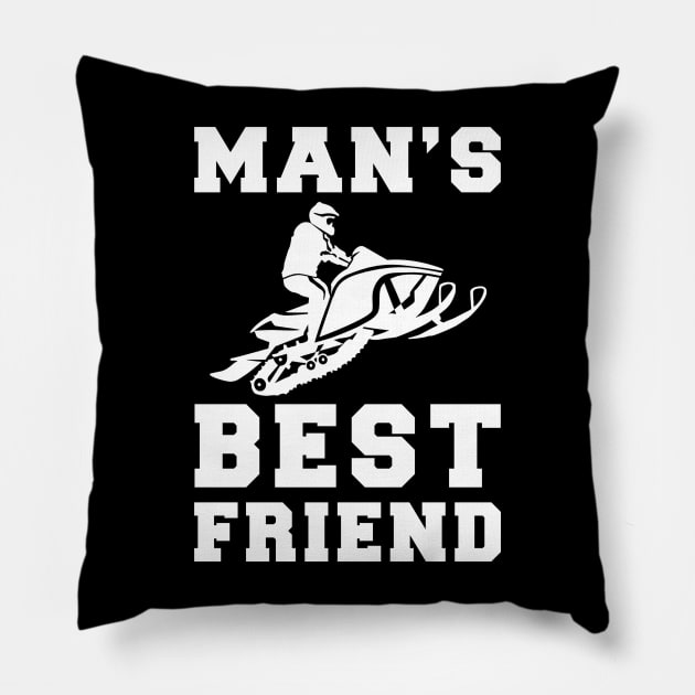 snowmobile Man's best friend tee tshirt Pillow by MKGift