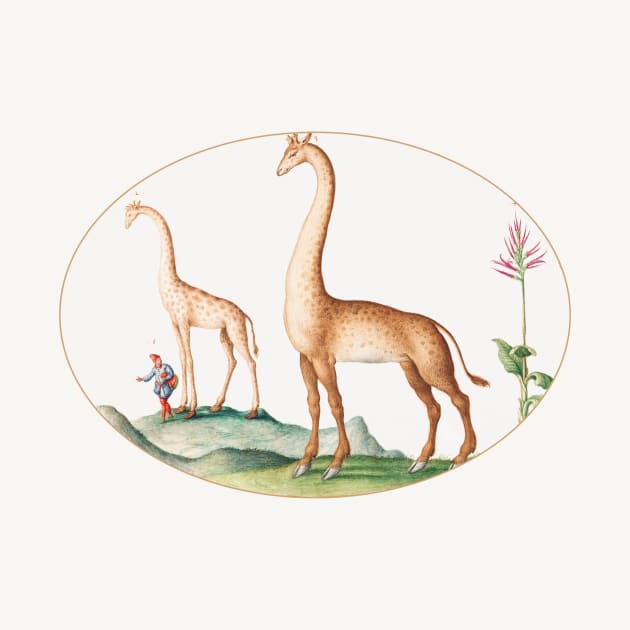 Two Giraffes with an Attendant (1575–1580) by WAITE-SMITH VINTAGE ART