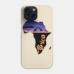 Kontinent Afrika mit Giraffen bei Nacht Phone Case