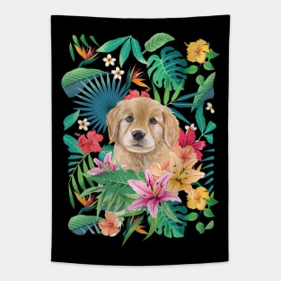 Tropical Golden Retriever Puppy 3 Tapestry