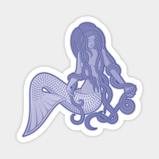 Sitting Mermaid Blue Magnet