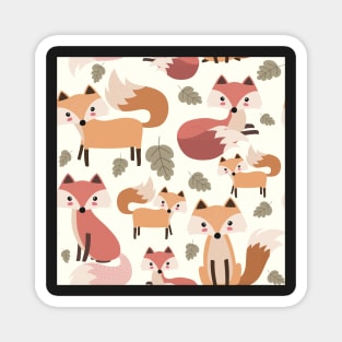 Little Fox and Leaf Print Magnet