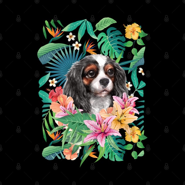 Tropical Tri-color Cavalier King Charles Spaniel Puppy by LulululuPainting