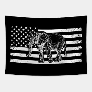 Elephant American Flag Stars And Stripes Tapestry