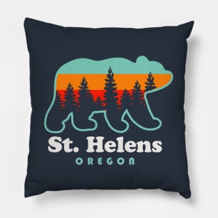 St. Helens Oregon Mountain View Bear Retro Outdoors Pillow