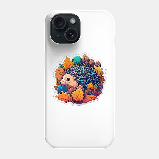 Echidna Hidden Among the Leaves Neon Phone Case by Remix Rick