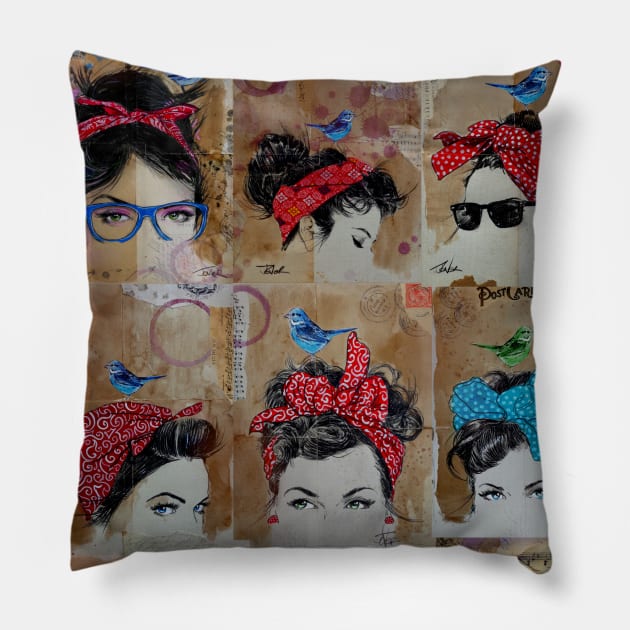 9 bandanas Pillow by Loui Jover 