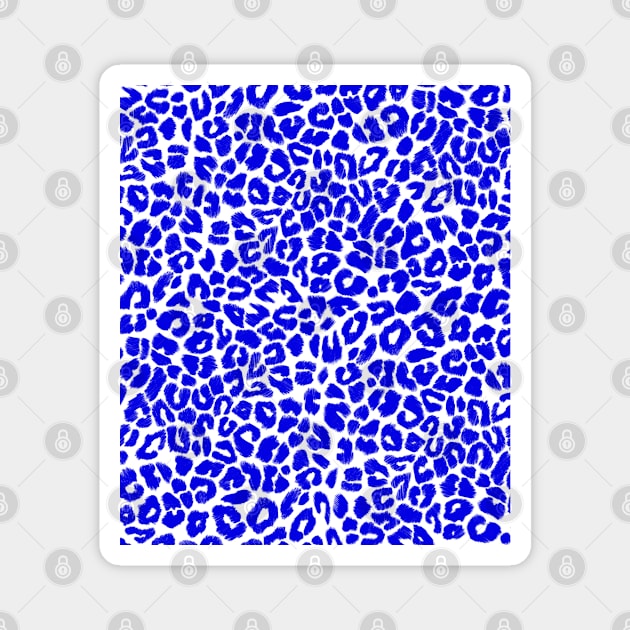Cobalt Blue Leopard Print Magnet by OneThreeSix