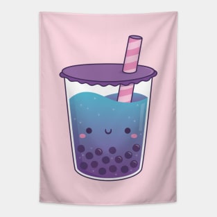 Cute Galaxy Butterfly Pea Flower Boba Tea Tapestry