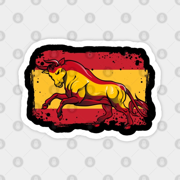 Spanish Bull | Proud Spaniard Gift | Spain Flag Toro Español Magnet by Proficient Tees