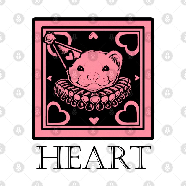 Love Ferret In Pink - Heart Quote - Black Outlined Version by Nat Ewert Art