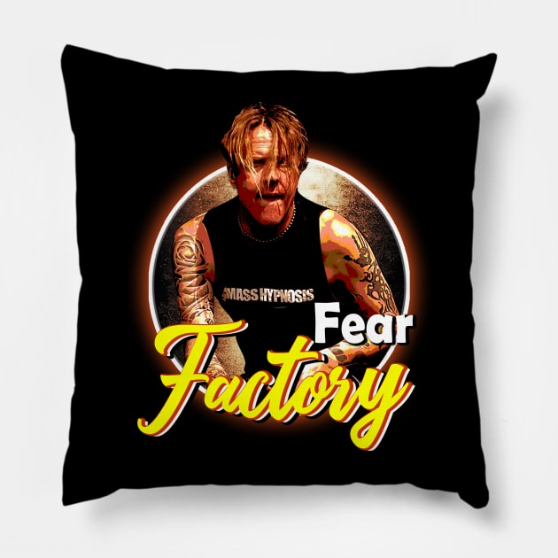 Industrial Inferno Fear Band Tees, Dive into the Fiery Depths of Metal Innovation Pillow by Insect Exoskeleton