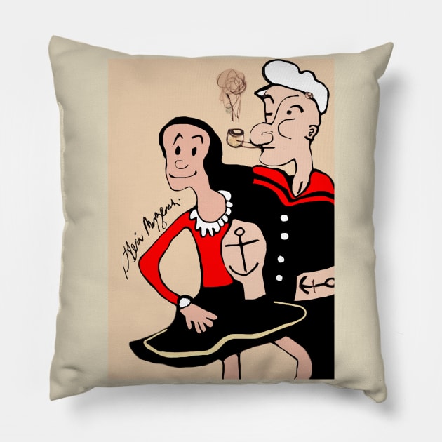 Popeye the sailor man and Olive Oyl Pillow by TheArtQueenOfMichigan 