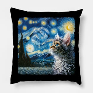 Laperm Starry Night Inspired - Artistic Cat Pillow