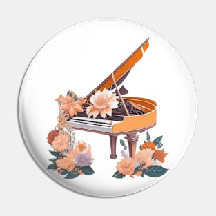 Piano and Flowers Pin