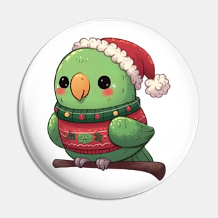 Green Christmas Parrot Pin