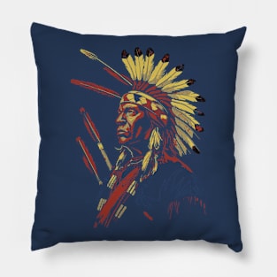 Native American Indian Chief Headdress Warrior Pillow