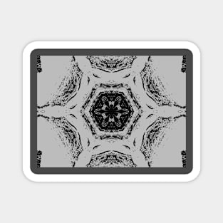 Black and White Contemporary Snowflake Mosaic Pattern Magnet