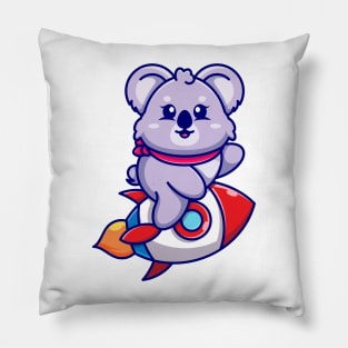 Cute koala riding rocket cartoon Pillow