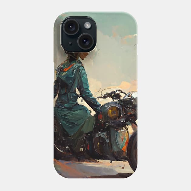Girl on a motorcycle Phone Case by CatCoconut-Art