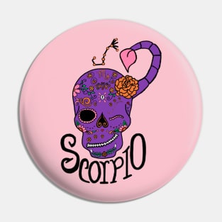 Scorpio Zodiac Dia De Los Muertos Style Pin