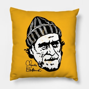 Charles Bukowski Signature Portrait Pillow