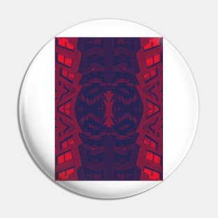 Red and blue cubist pattern Pin