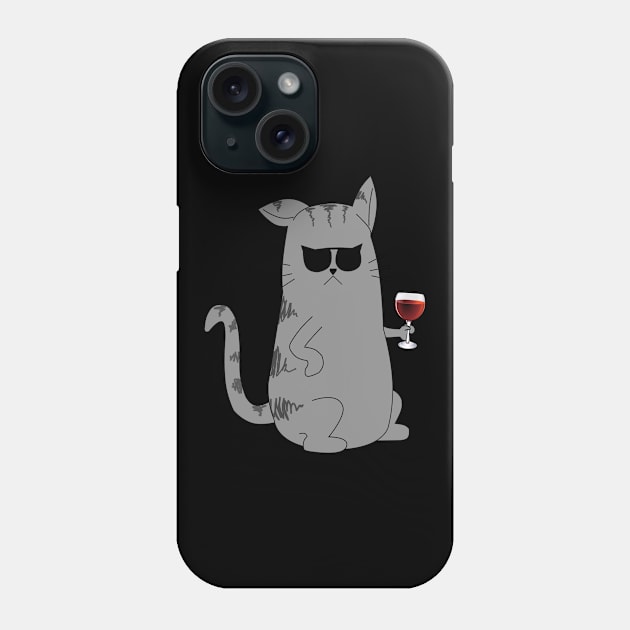 Cool Cat Wine Connoisseur Phone Case by Underground Cargo