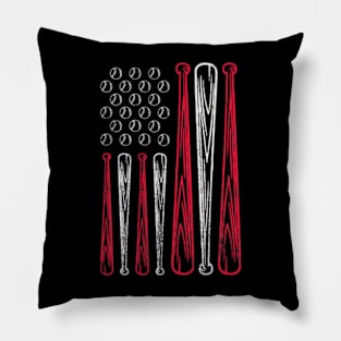 Baseball Bat Lover American Flag Pillow