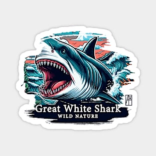 Great White Shark - WILD NATURE - GREAT WHITE SHARK -12 Magnet