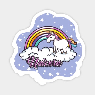 Cute Little Unicorn & Rainbow On Cloud Magnet