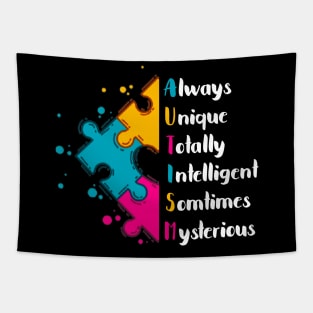 Autism Awareness Always Unique Totally Intelligent Somtimes Mysterious Tapestry