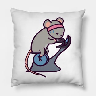 Cute Rat on the Bicycle Machine Pillow