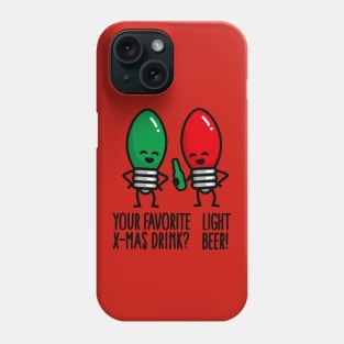 Funny Christmas lights pun X-mas drink light beer Phone Case