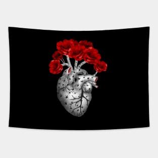 Cactus shape Heart, succulent heart and red flowers, Prickly Heart, succulent lover, Plant lover Tapestry