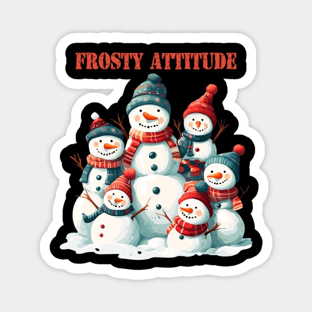 Frosty Attitude Snowman Family Magnet by Jo Palmer