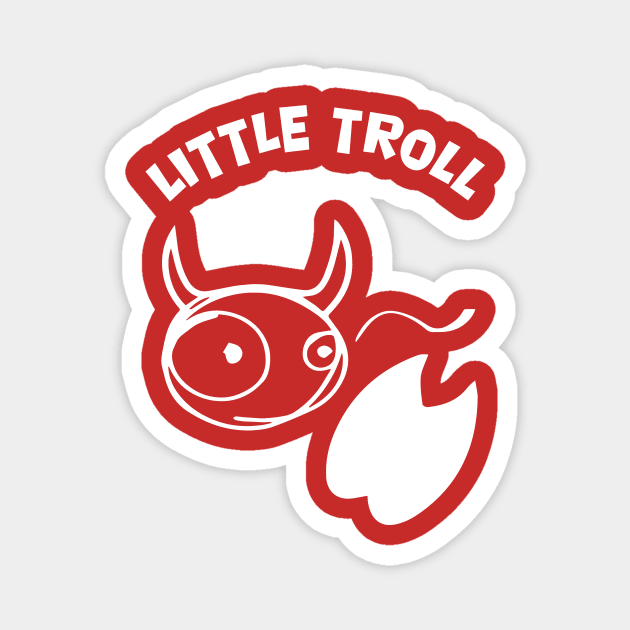 White Little Troll stamps and is flicking its tail Magnet by aceofspace