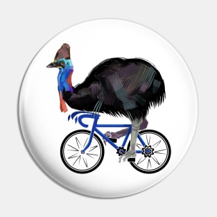 cassowary on a bicycle Pin