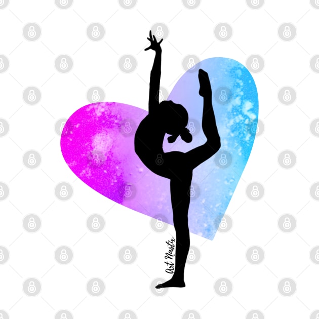 Dancer Silhouette in a Watercolor Heart by Art Nastix Designs