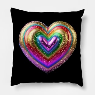 Rainbow Glitter Heart Pillow