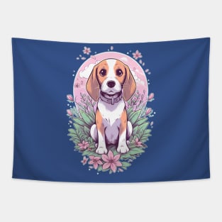 Beagle Dog Flowers Tapestry