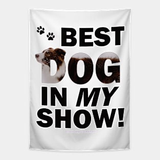 Best dog in my show - brown and white collie in snow oil painting word art Tapestry